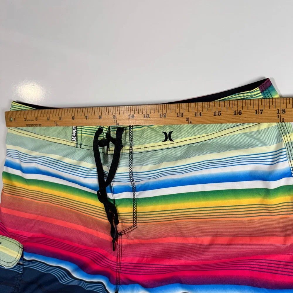 Hurley Striped Board Shorts Swim‎ Trunks Beach Surf Colorful Size 34